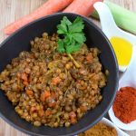 Linsen-Salat mit Lauch und Karotte, vegan