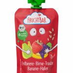 Bio-Fruchtpüree Erdbeere, Birne, Traube, Banane, Hafer
