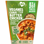 veganes Bio Curry Typ Butter Chicken auf Basis von Soja mit Naturreis