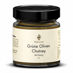 Ölkännchen Chutney Grüne Oliven mit Honig und Orangensaft, GR 180g-Glas