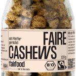 Faire Cashews mit Pfeffer geröstet (133g, Pfandglas klein, Bio & Fairtrade)