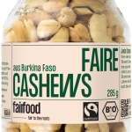 Faire Cashews Natur  (285g, Pfandglas groß, Bio & Fairtrade)