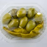 Bio Grüne Oliven gefüllt mit Frischkäse 100 g SB-Schale 