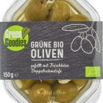 Bio Grüne Oliven gefüllt mit Frischkäse 150 g SB-Schale 